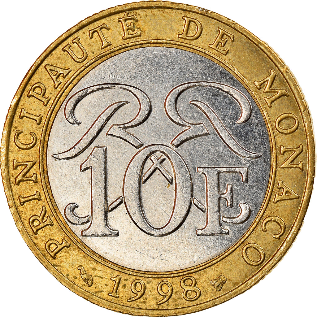Moneta, Monaco, Rainier III, 10 Francs, 1998, SPL-, Bi-metallico, KM:163