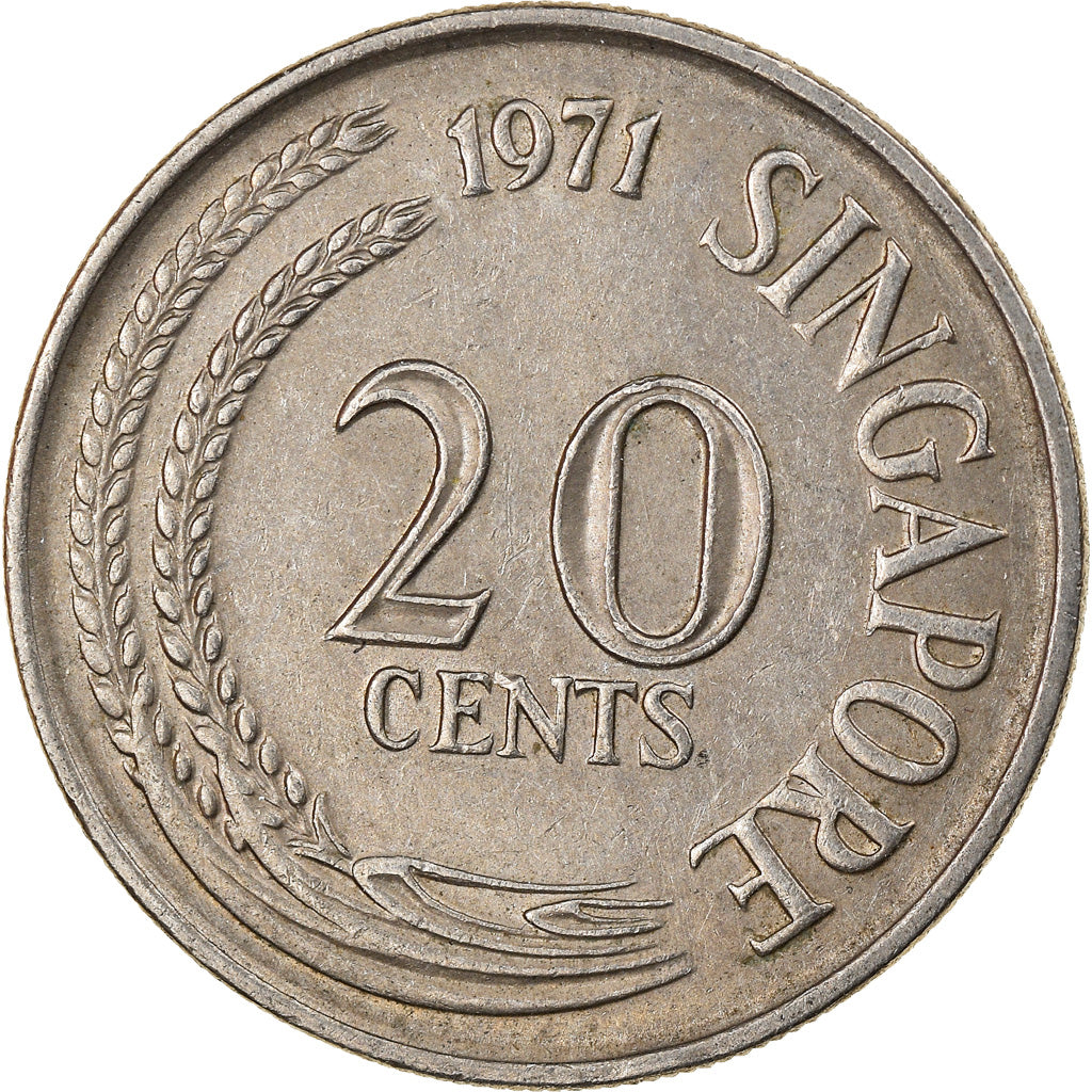 Coin, Singapore, 20 Cents, 1971, Singapore Mint, EF(40-45), Copper-nickel, KM:4
