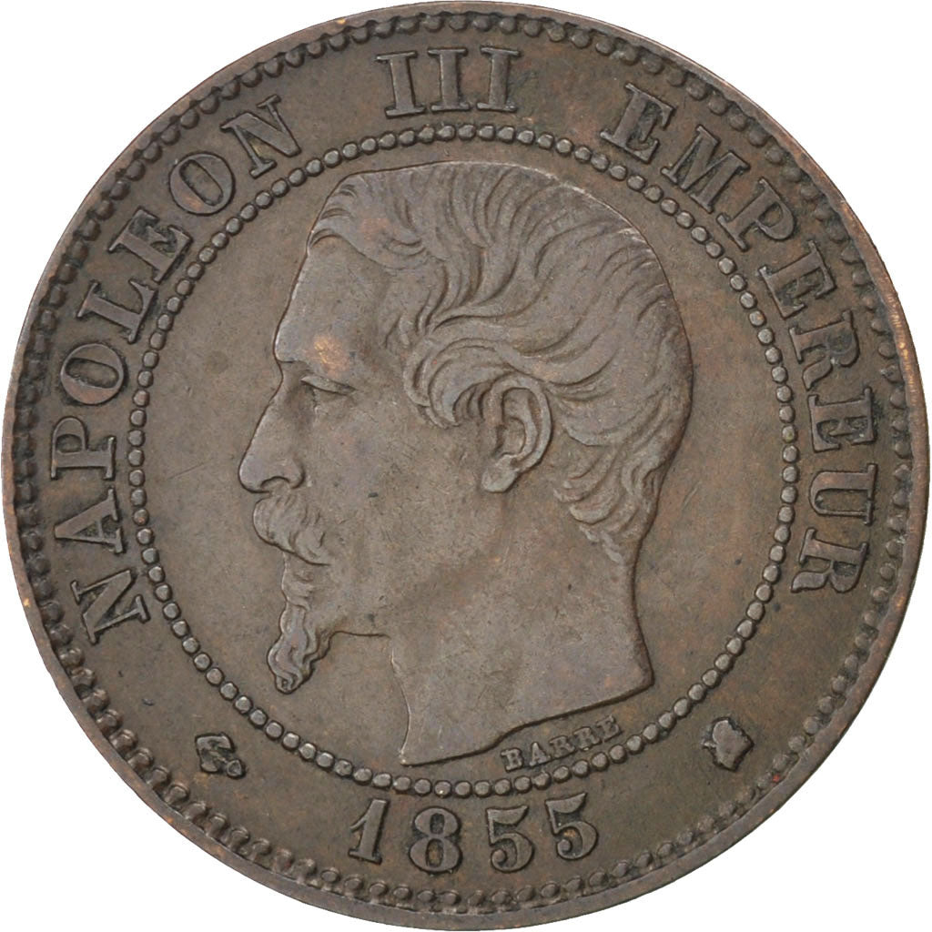 Second Empire, 2 Centimes Napoléon III tête nue 1855 K ancre, KM 776.5