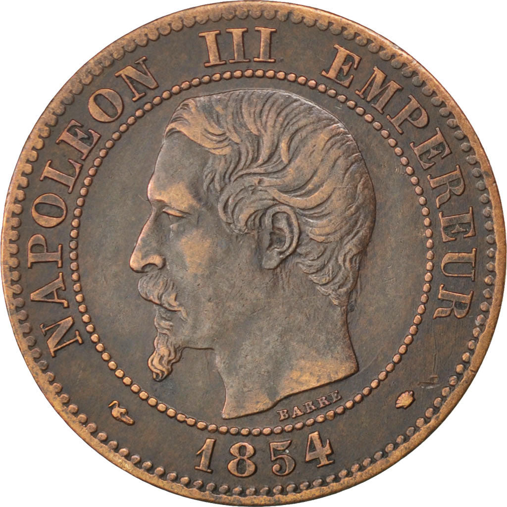 FRANCE, Napoléon III, 2 Centimes, 1854, Marseille, KM #776.6, AU(50-53), Bronze,
