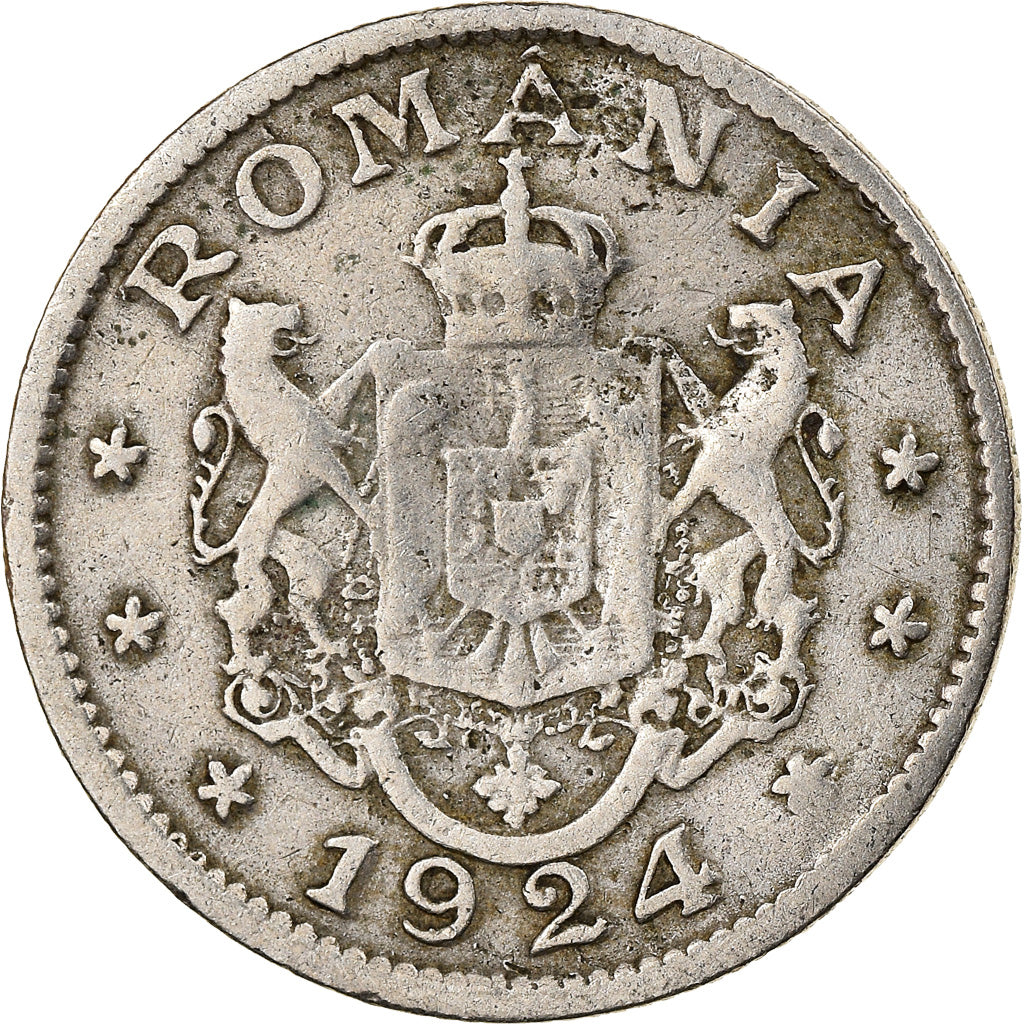 Coin, Romania, Ferdinand I, Leu, 1924, VF(20-25), Copper-nickel, KM:46
