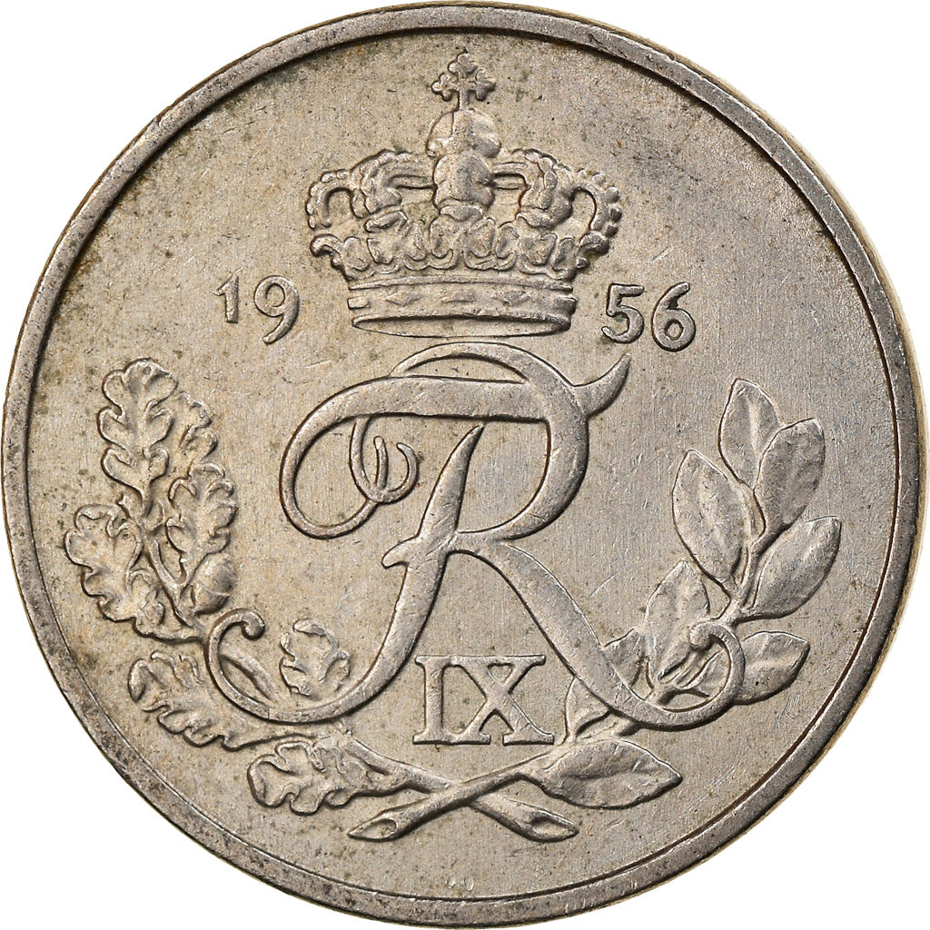 Moneta, Danimarca, Frederik IX, 10 Öre, 1956, Copenhagen, BB, Rame-nichel
