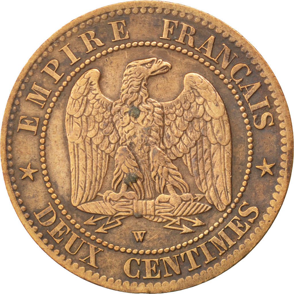 FRANCE, Napoléon III, 2 Centimes, 1854, Lille, KM #776.7, VF(30-35), Bronze, G..