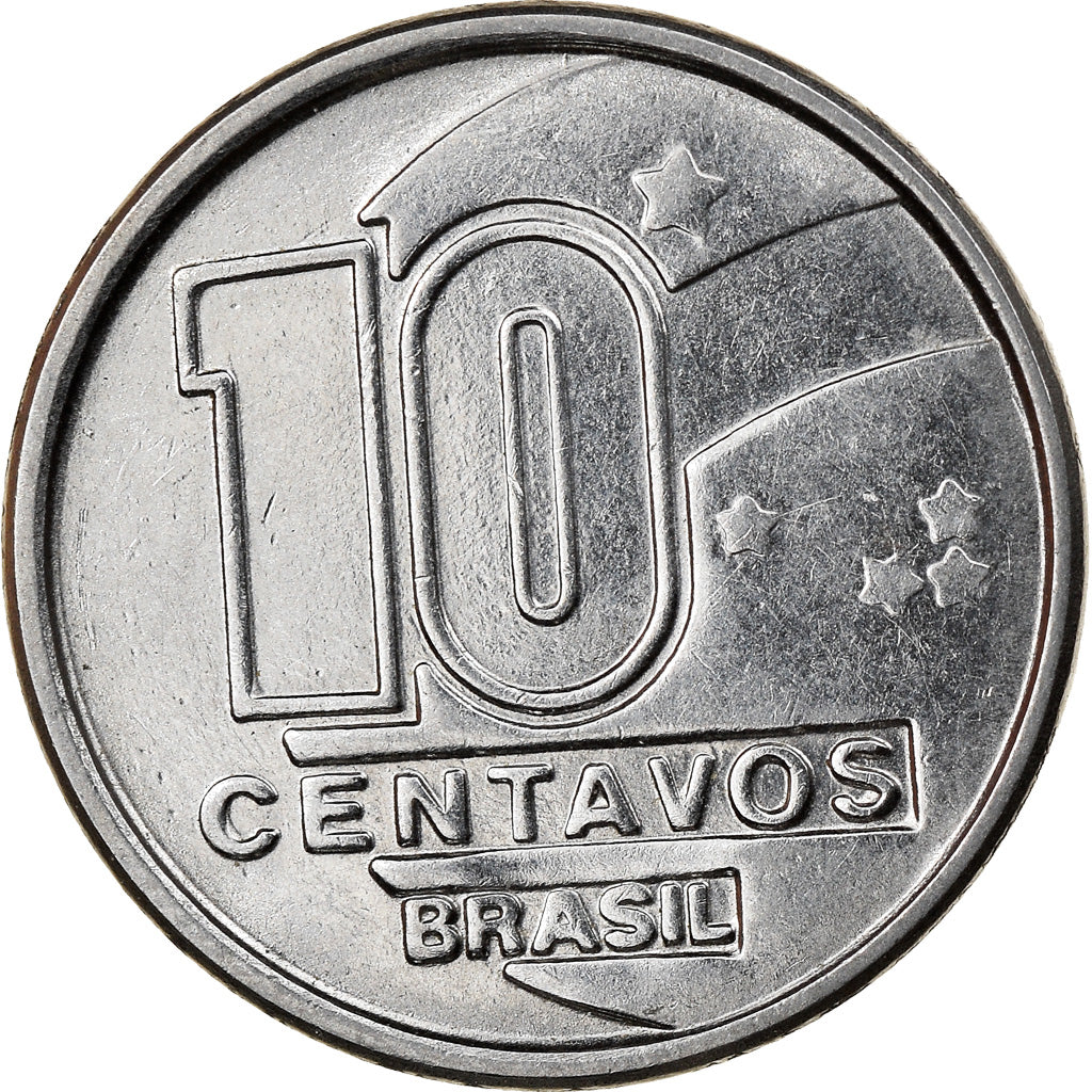 Moneta, Brasile, 10 Centavos, 1989, BB, Acciaio inossidabile, KM:613