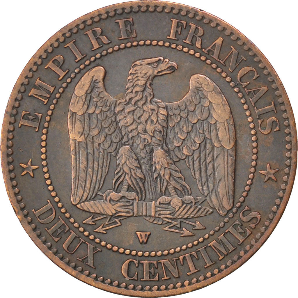 FRANCE, Napoléon III, 2 Centimes, 1855, Lille, KM #776.7, EF(40-45), Bronze, G..