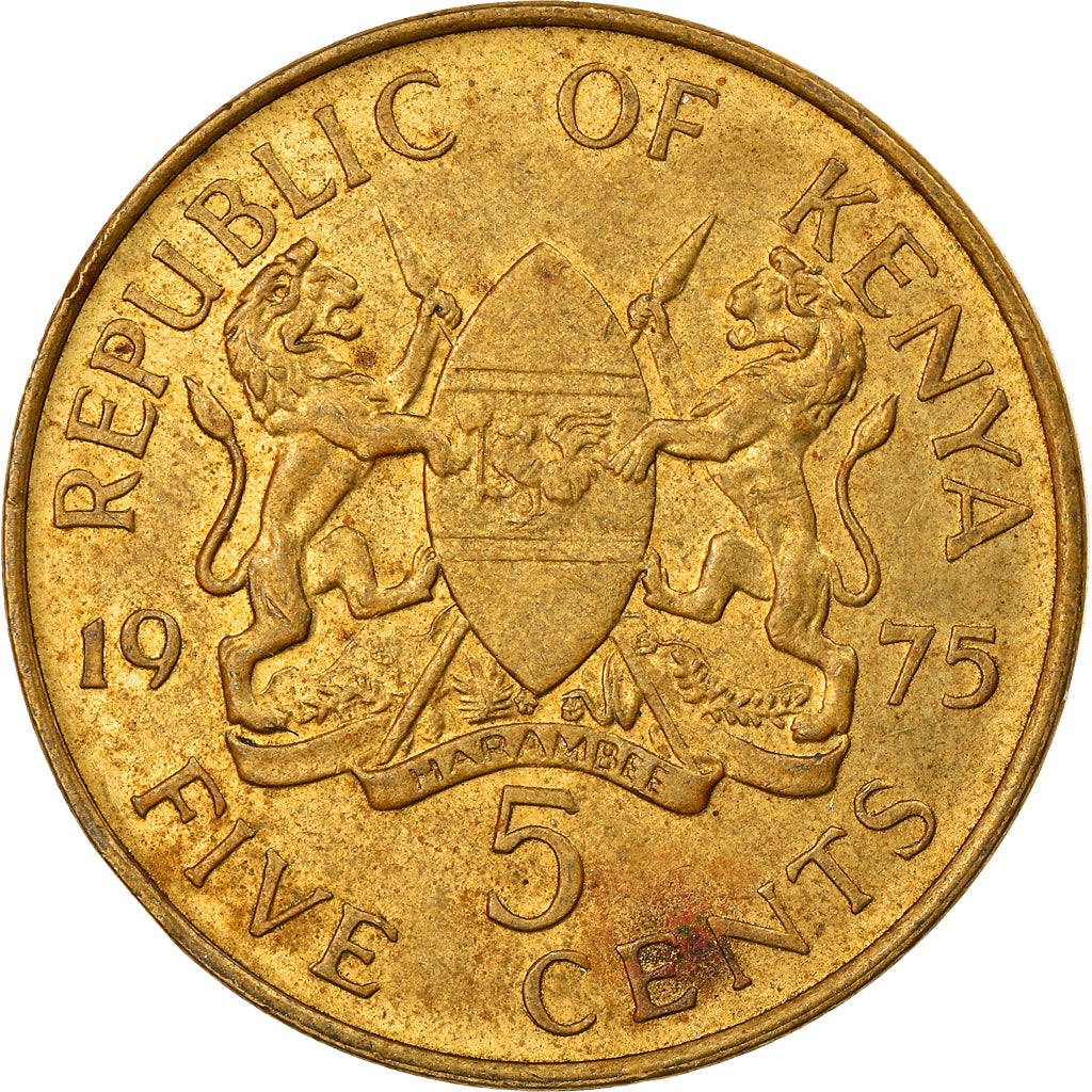 Coin, Kenya, 5 Cents, 1975, EF(40-45), Nickel-brass, KM:10