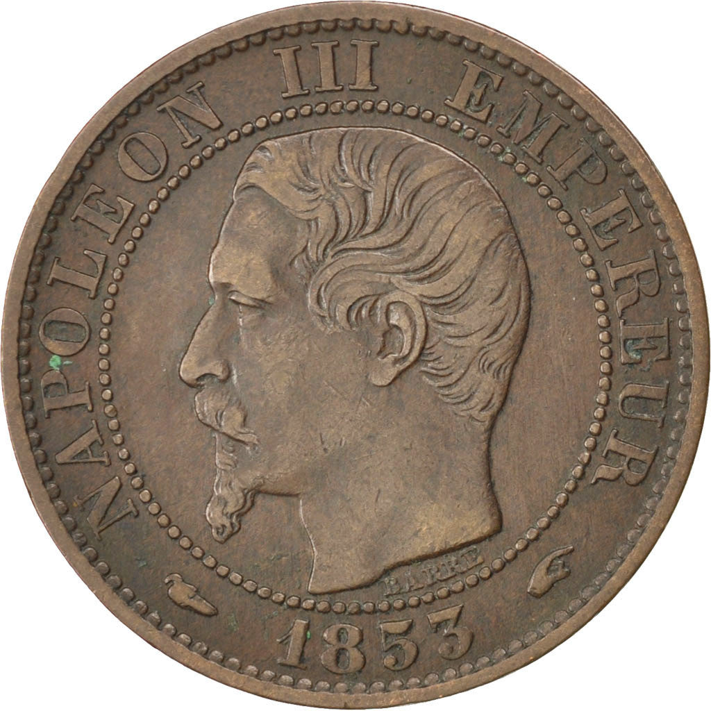 FRANCE, Napoléon III, 5 Centimes, 1853, Paris, KM #777.1, EF(40-45), Bronze, 2..