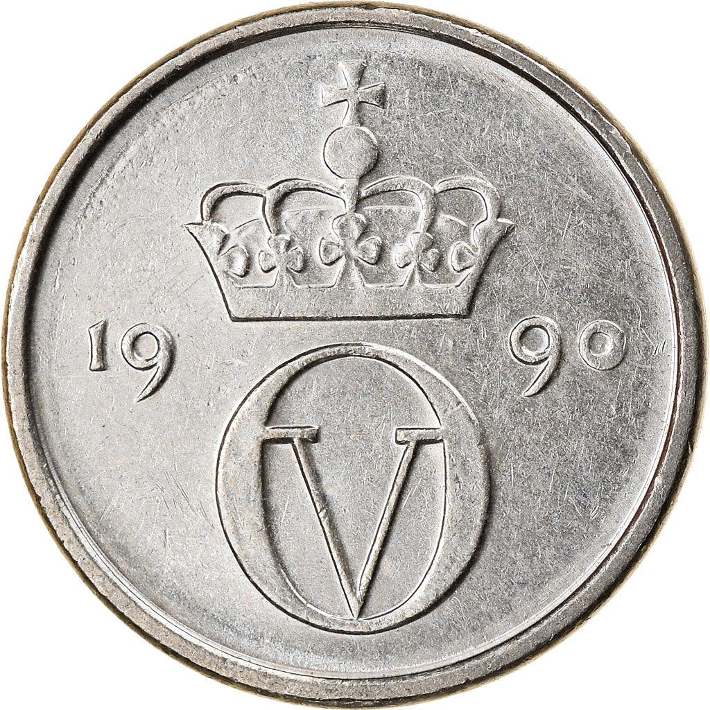 Moneda, Noruega, Olav V, 10 Öre, 1990, MBC, Cobre - níquel, KM:416