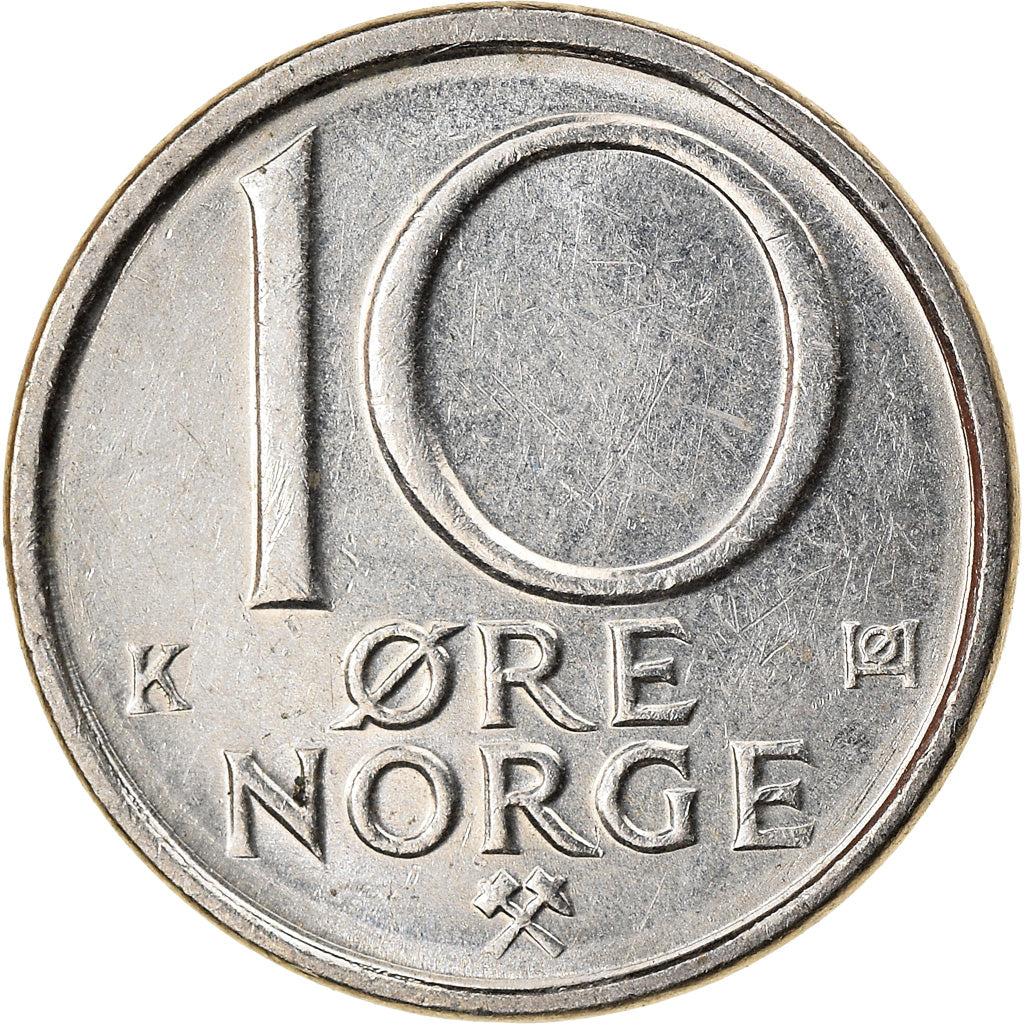Moneda, Noruega, Olav V, 10 Öre, 1990, MBC, Cobre - níquel, KM:416