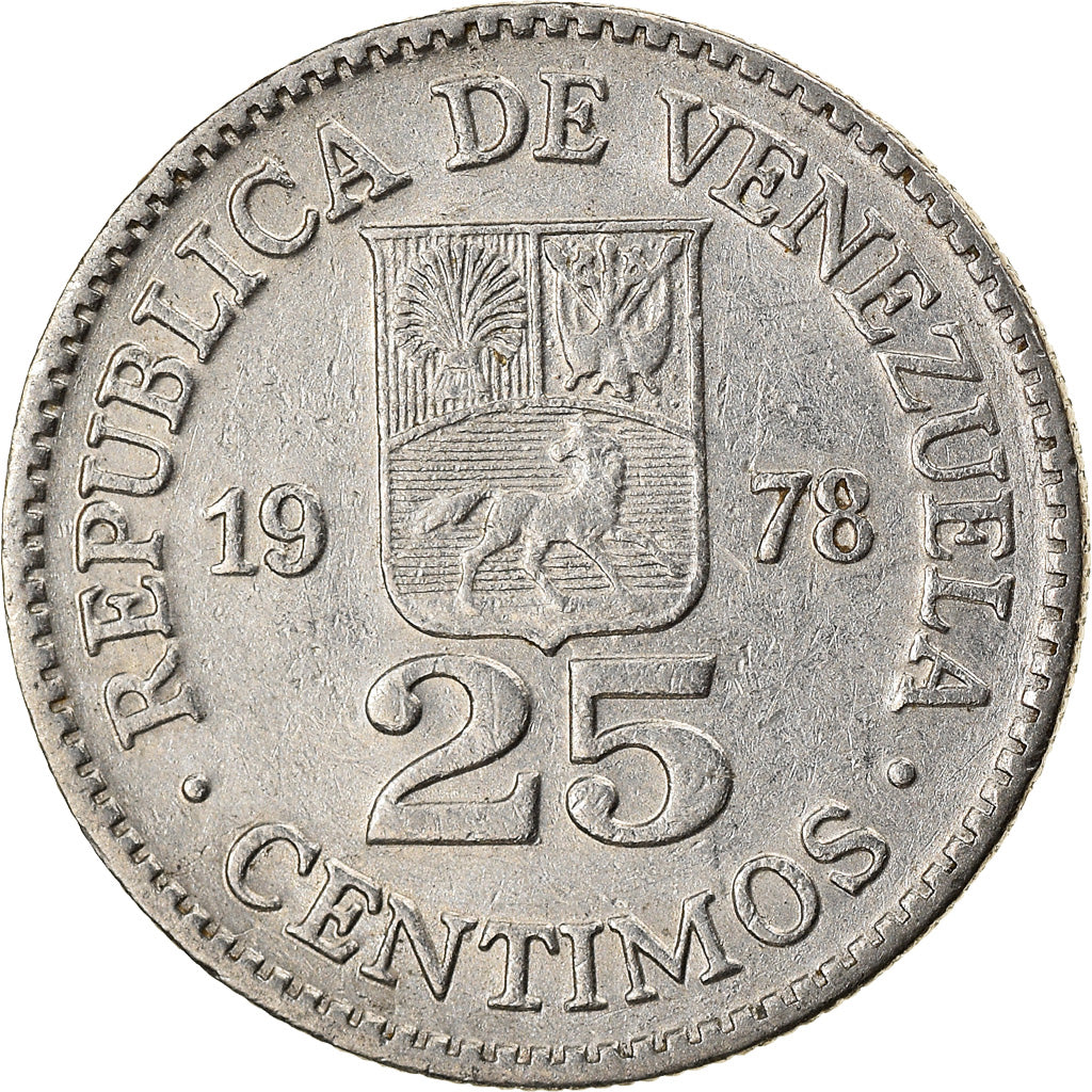 Moeda, Venezuela, 25 Centimos, 1978, Werdohl, EF(40-45), Níquel, KM:50.1