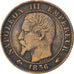 FRANCE, Napoléon III, 5 Centimes, 1856, Paris, KM #777.1, VF(20-25), Bronze, 2..