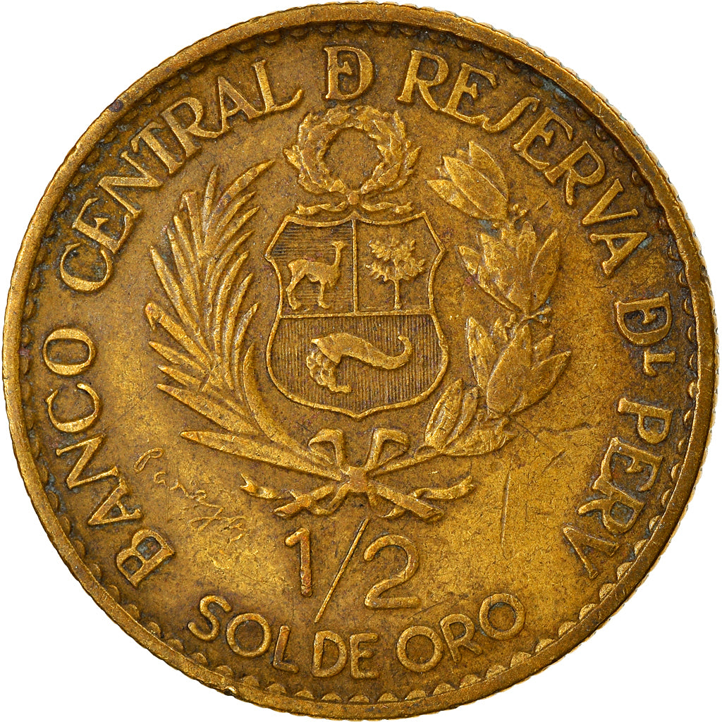 Coin, Peru, 1/2 Sol, 1965, Lima, EF(40-45), Brass, KM:220.5