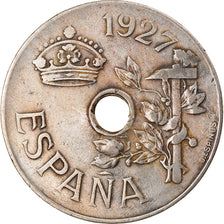 Moeda, Espanha, Alfonso XIII, 25 Centimos, 1927, VF(30-35), Cobre-níquel