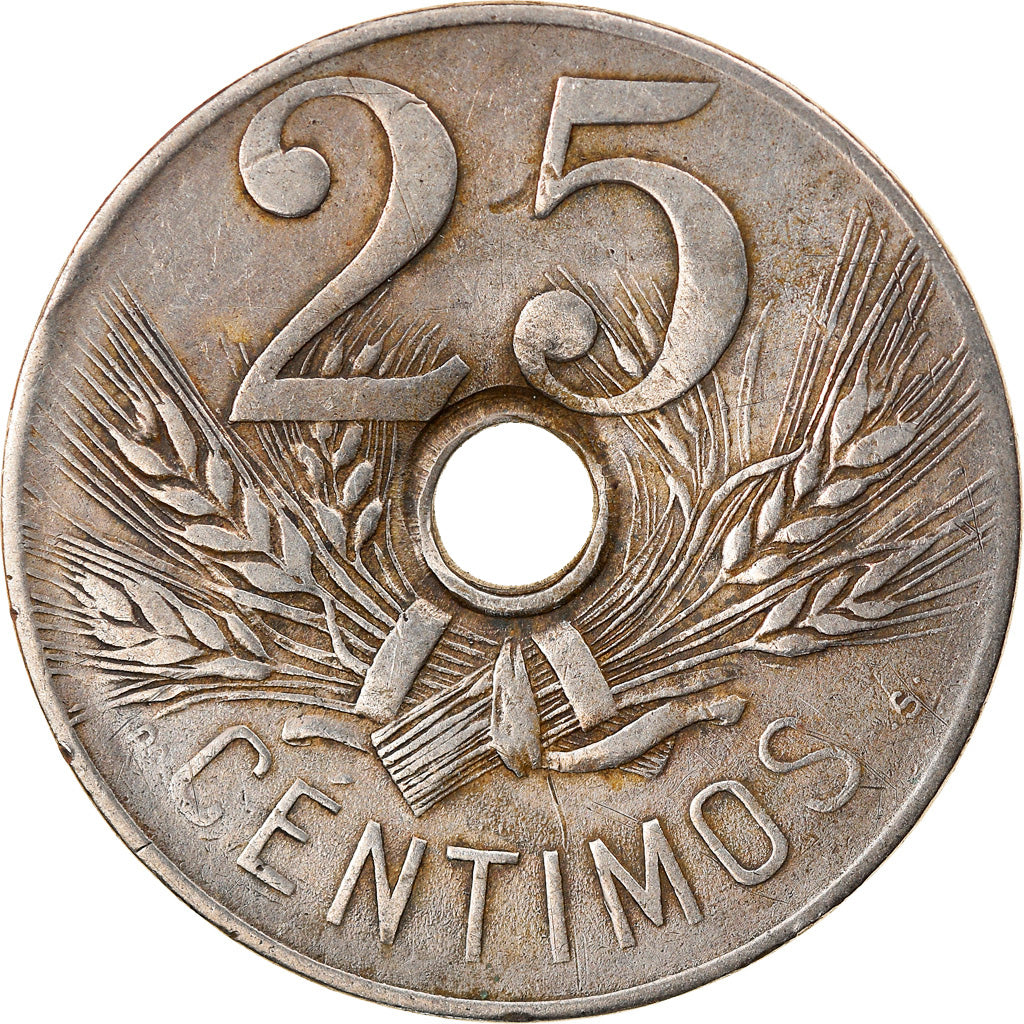 Moeda, Espanha, Alfonso XIII, 25 Centimos, 1927, VF(30-35), Cobre-níquel