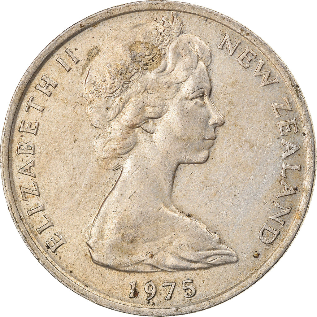 Coin, New Zealand, Elizabeth II, 20 Cents, 1975, EF(40-45), Copper-nickel