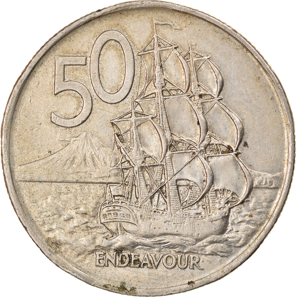 Moneta, Nowa Zelandia, Elizabeth II, 50 Cents, 1975, EF(40-45), Miedź-Nikiel
