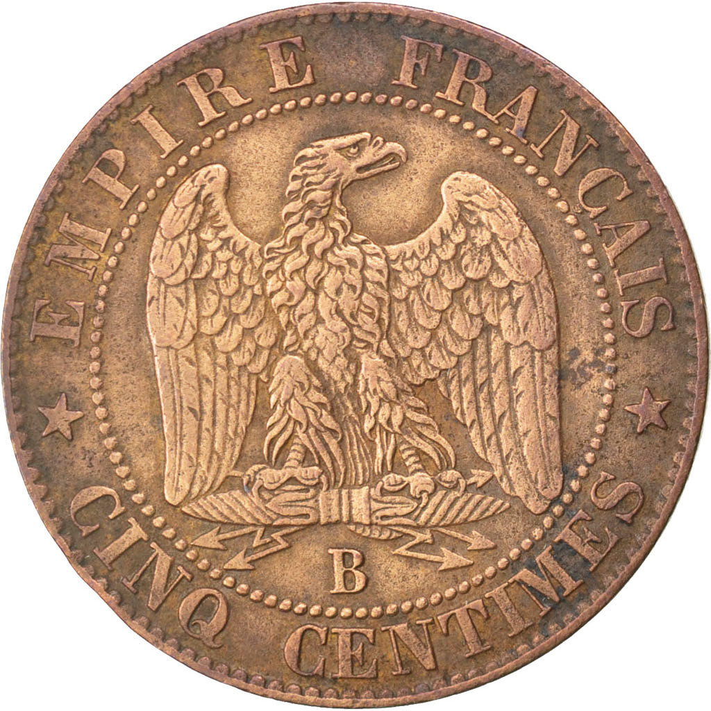 FRANCE, Napoléon III, 5 Centimes, 1854, Rouen, KM #777.2, EF(40-45), Bronze, 2..