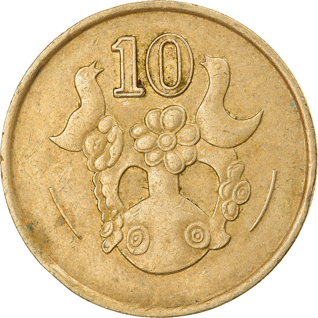 Coin, Cyprus, 10 Cents, 1990, EF(40-45), Nickel-brass, KM:56.2
