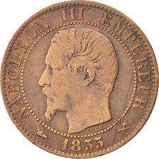 FRANCE, Napoléon III, 5 Centimes, 1855, Rouen, KM #777.2, VF(30-35), Bronze, 2..