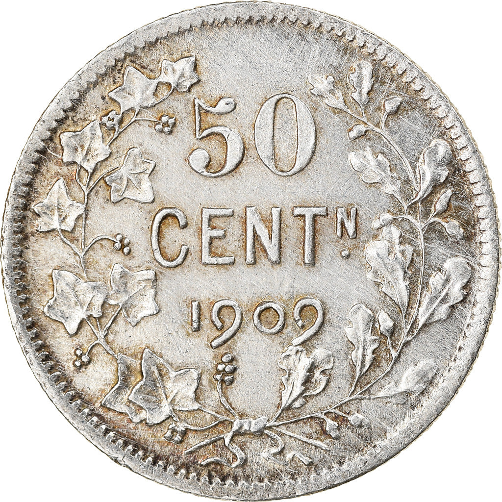 Coin, Belgium, 50 Centimes, 1909, EF(40-45), Silver, KM:61.1