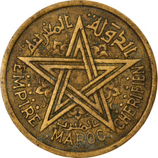 Coin, Morocco, Mohammed V, 2 Francs, 1945, Paris, EF(40-45), Aluminum-Bronze