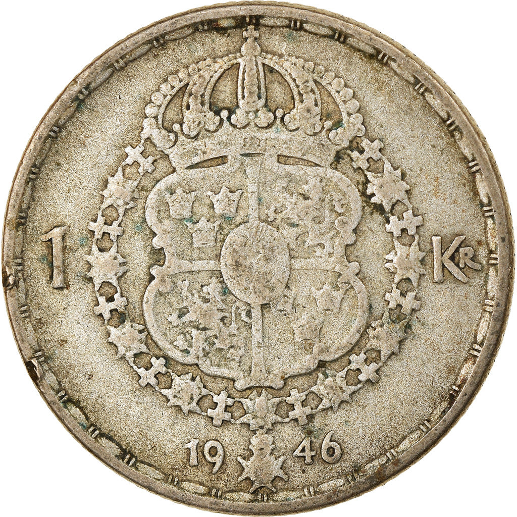 Coin, Sweden, Gustaf V, Krona, 1946, EF(40-45), Silver, KM:814