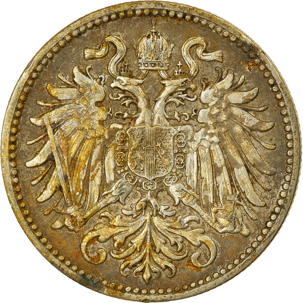 Coin, Austria, Franz Joseph I, 10 Heller, 1915, VF(30-35), Copper-Nickel-Zinc