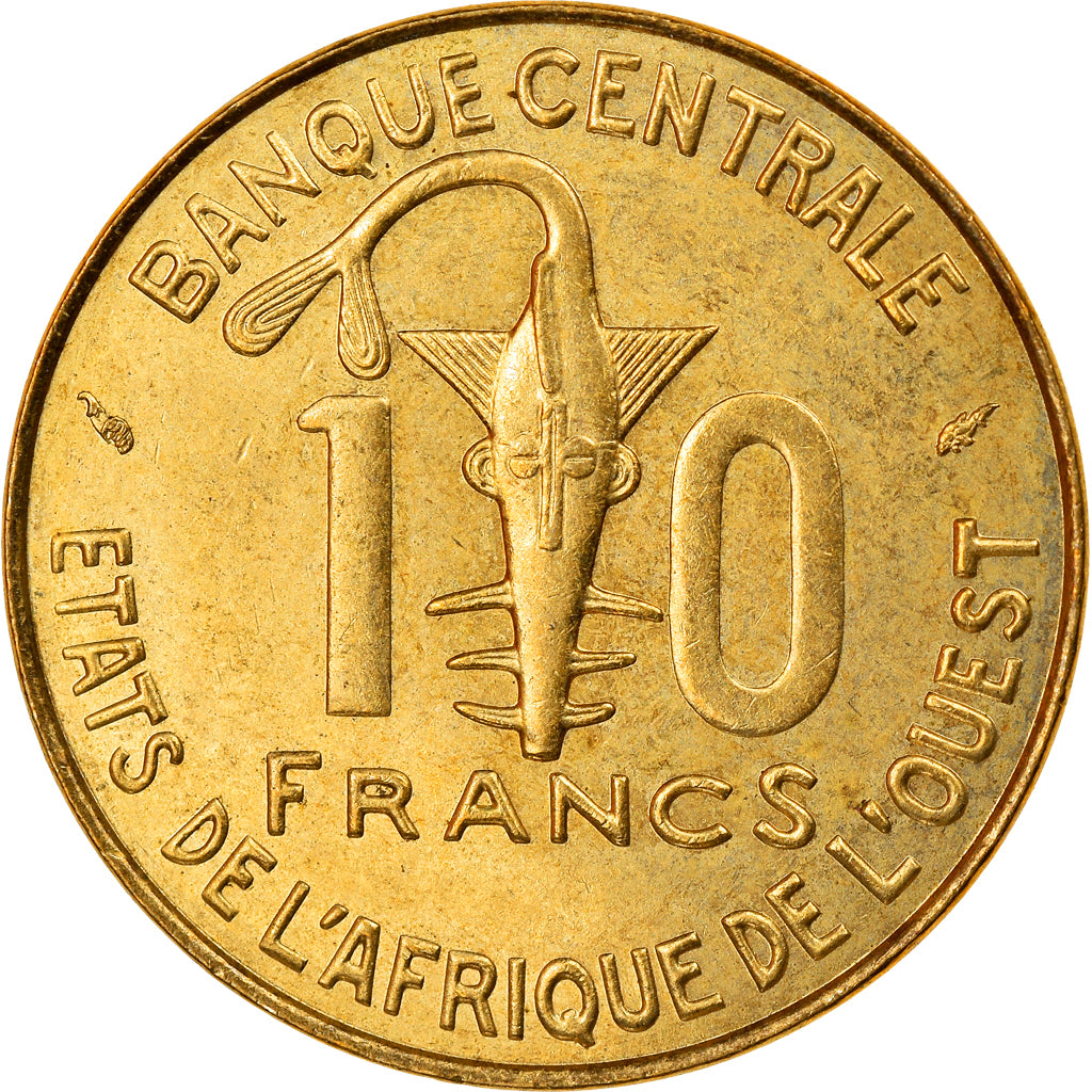 Munten, West Afrikaanse Staten, 10 Francs, 1987, ZF, Aluminum-Bronze, KM:10