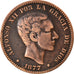 Coin, Spain, Alfonso XII, 10 Centimos, 1877, EF(40-45), Bronze, KM:675
