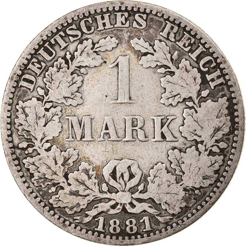 Coin, GERMANY - EMPIRE, Wilhelm I, Mark, 1881, Berlin, VF(20-25), Silver, KM:7
