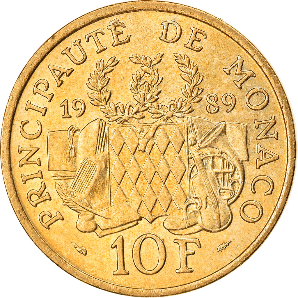 Coin, Monaco, Rainier III, 10 Francs, 1989, AU(55-58), Nickel-Aluminum-Bronze