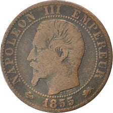 FRANCE, Napoléon III, 5 Centimes, 1855, Lyon, KM #777.4, F(12-15), Bronze, 25.1,