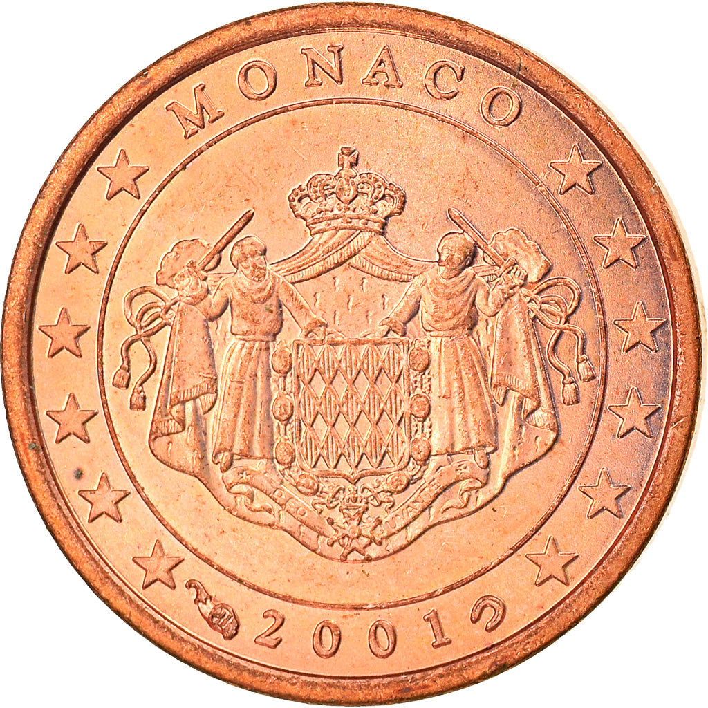Monaco, Euro Cent, 2001, Paris, MS(63), Copper Plated Steel, KM:167