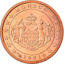 Monaco, Euro Cent, 2001, Paris, MS(63), Copper Plated Steel, KM:167