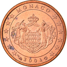 Monaco, Euro Cent, 2001, Paris, UNC-, Copper Plated Steel, KM:167