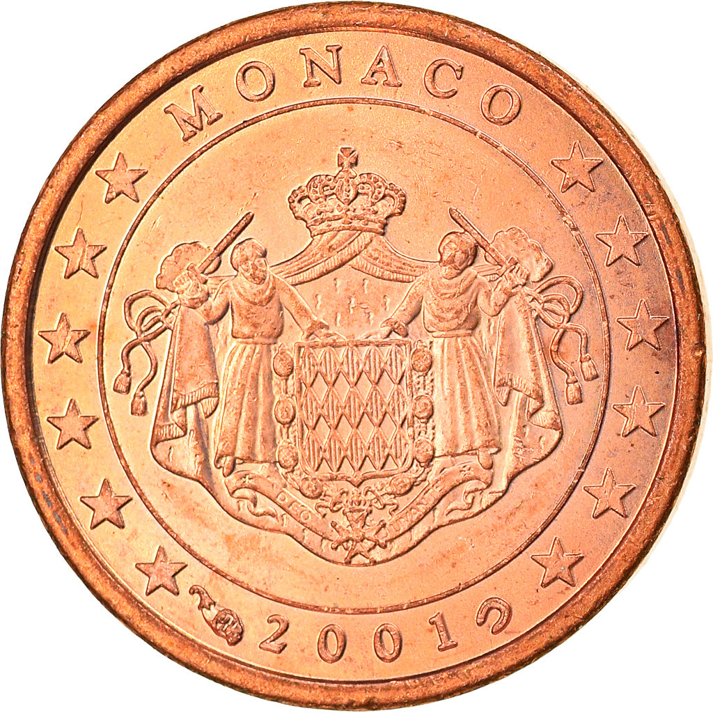 Monaco, Euro Cent, 2001, Paris, MS(63), Copper Plated Steel, KM:167