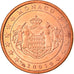 Monaco, Euro Cent, 2001, Paris, MS(63), Copper Plated Steel, KM:167