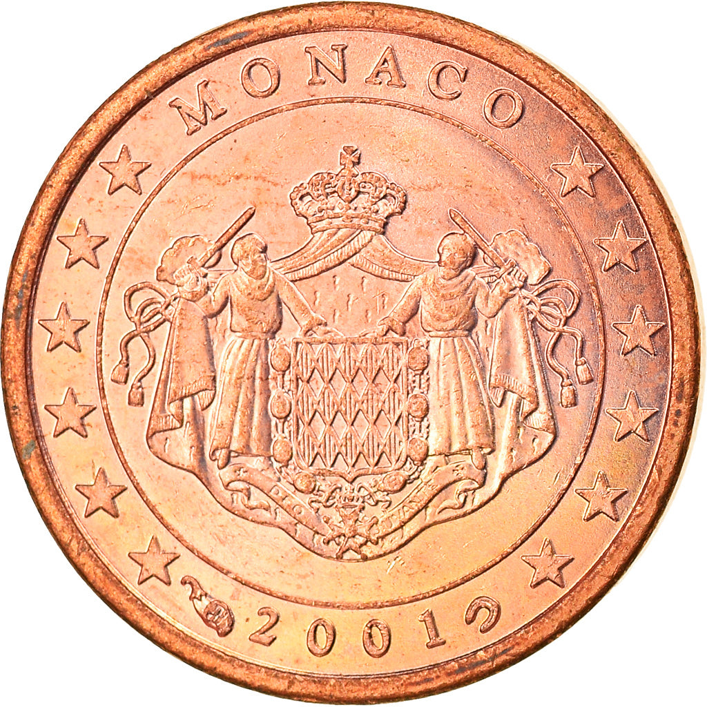 Monaco, Euro Cent, 2001, Paris, MS(63), Copper Plated Steel, KM:167
