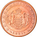 Monaco, 5 Euro Cent, 2001, Paris, MS(63), Copper Plated Steel, KM:169