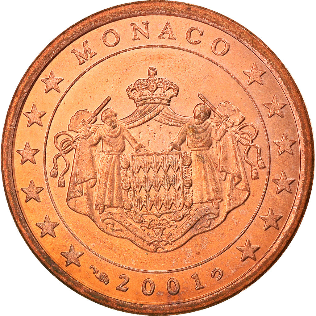 Monaco, 5 Euro Cent, 2001, Paris, MS(63), Copper Plated Steel, KM:169