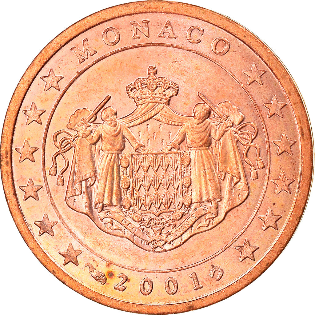 Monaco, 2 Euro Cent, 2001, MS(63), Copper Plated Steel, KM:168
