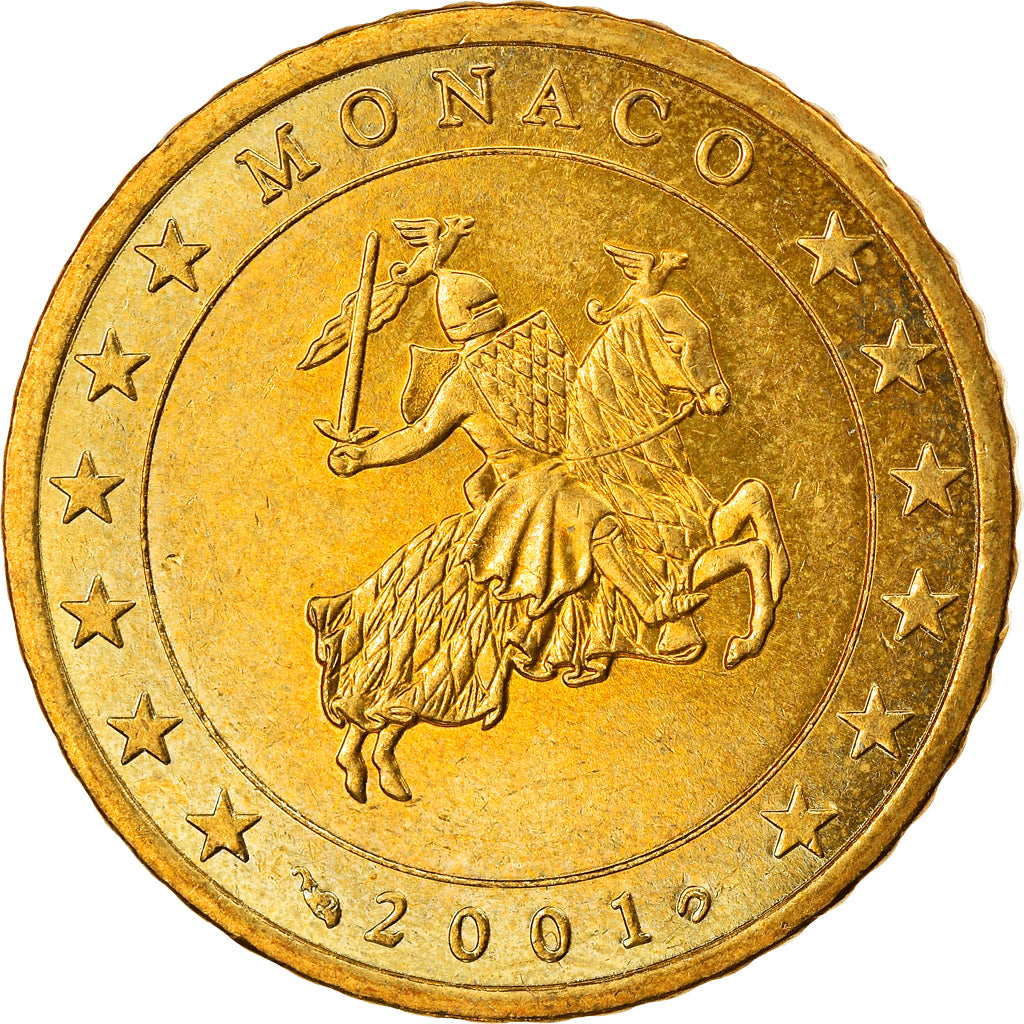 Monaco, 50 Euro Cent, 2001, Paris, MS(63), Brass, KM:172