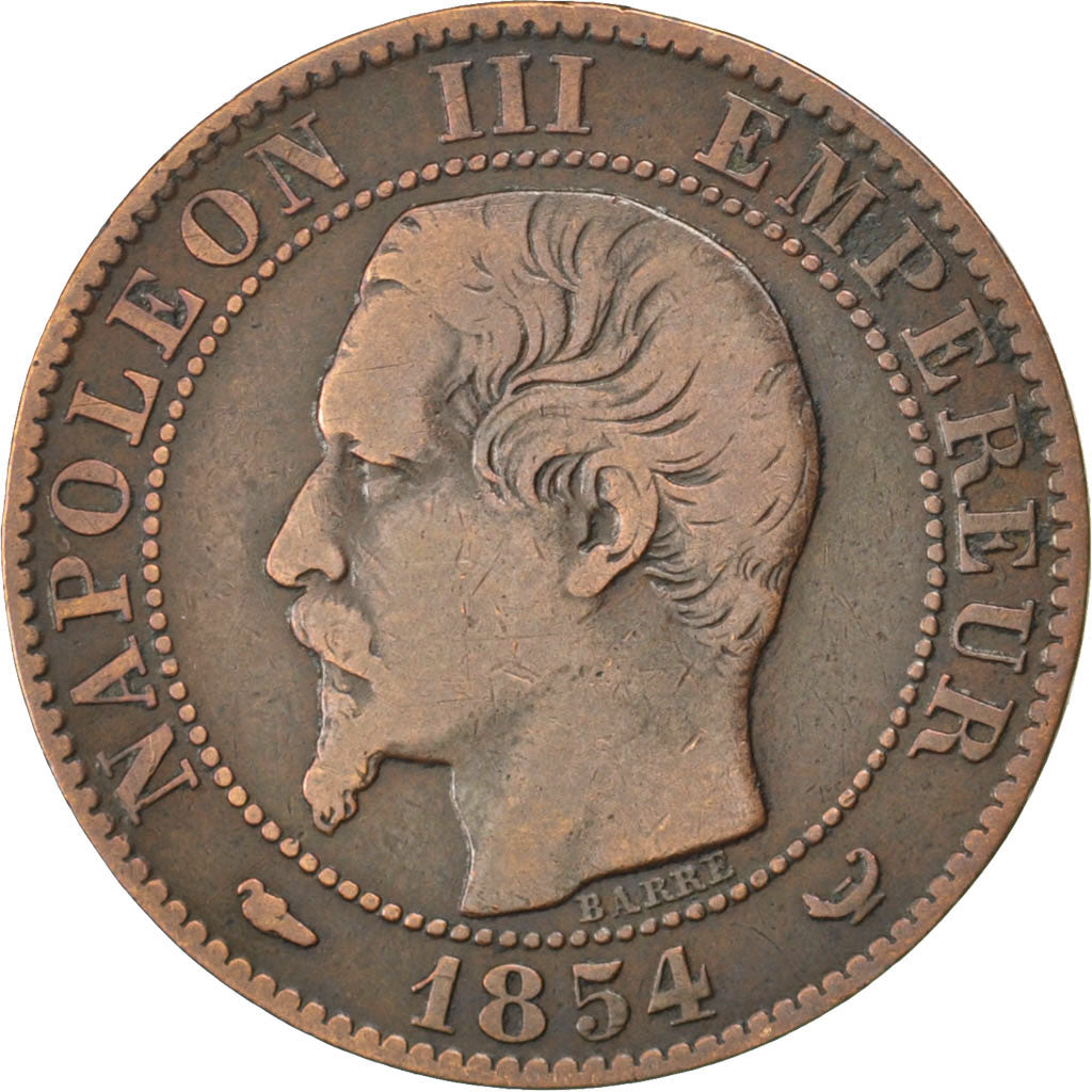 FRANCE, Napoléon III, 5 Centimes, 1854, Lille, KM #777.7, VF(20-25), Bronze, 2..