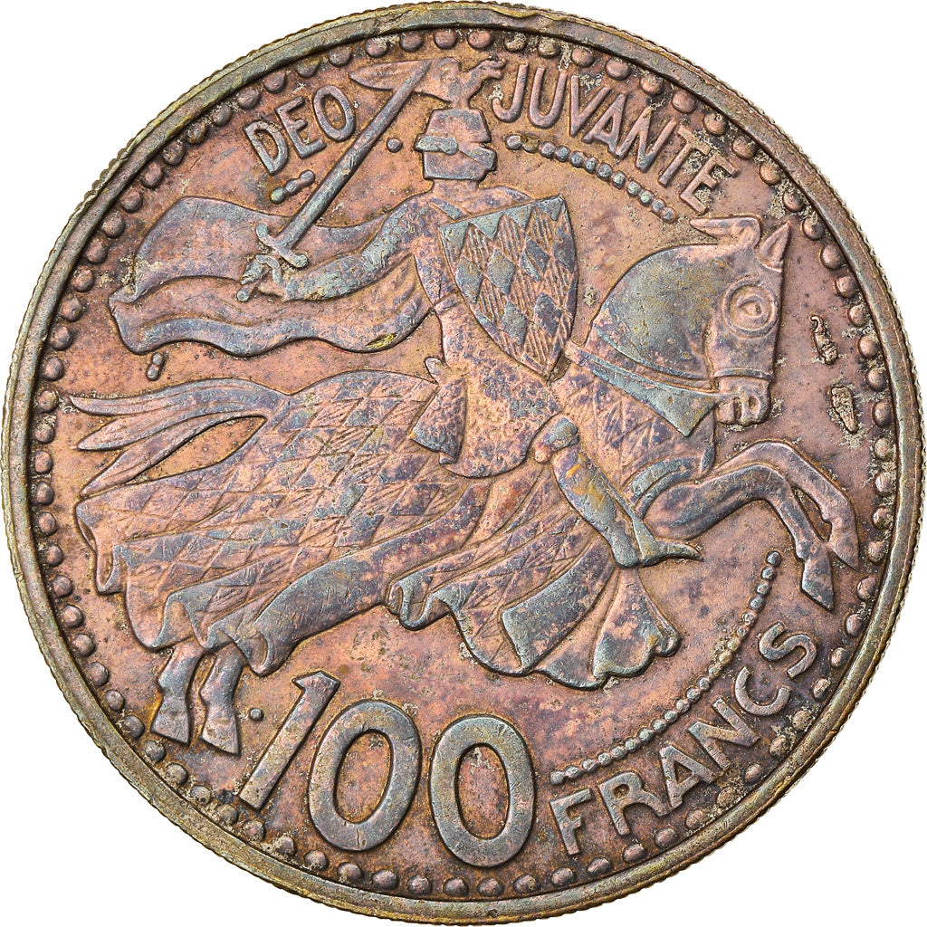Coin, Monaco, Rainier III, 100 Francs, Cent, 1950, VF(30-35), Copper-nickel