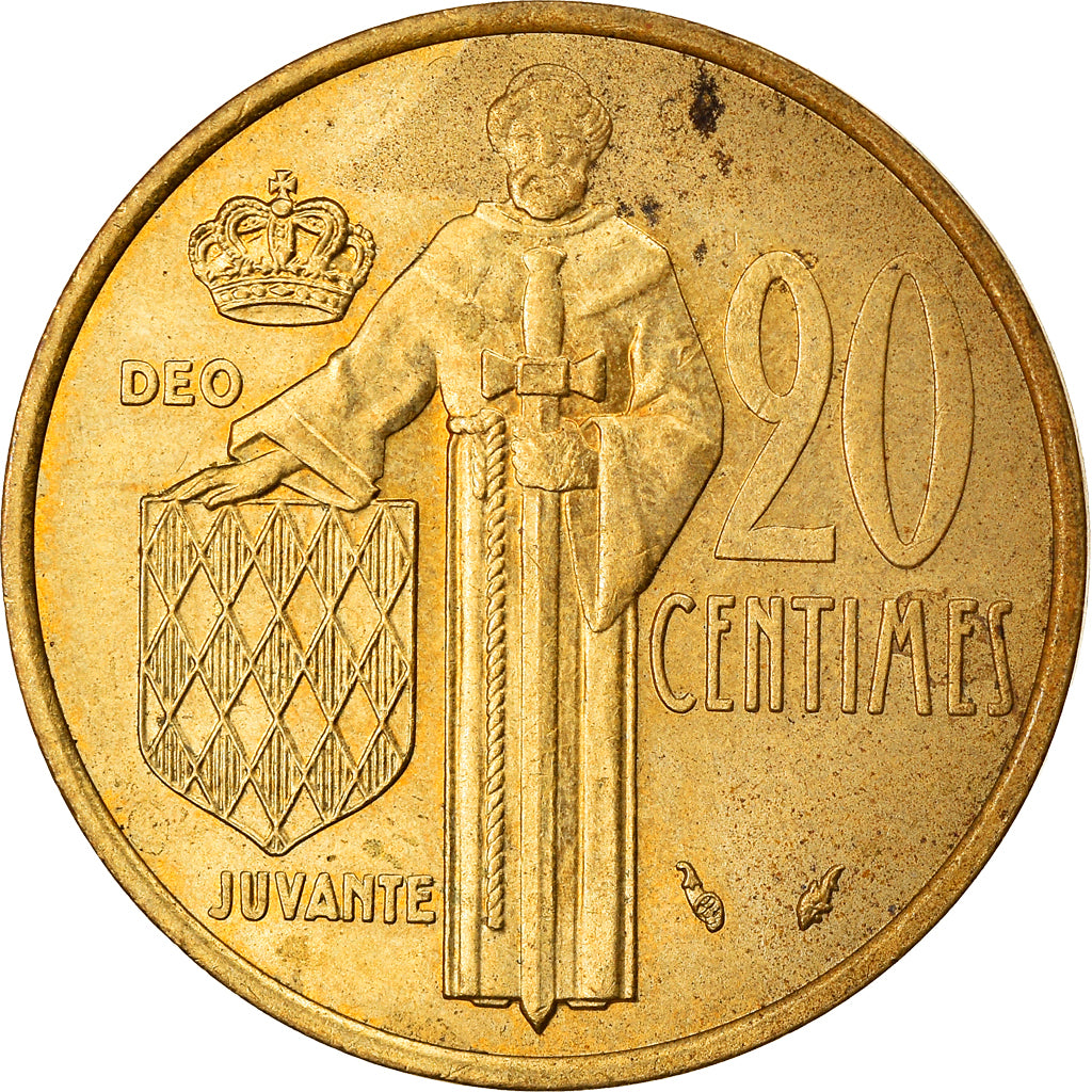Coin, Monaco, Rainier III, 20 Centimes, 1975, AU(55-58), Aluminum-Bronze