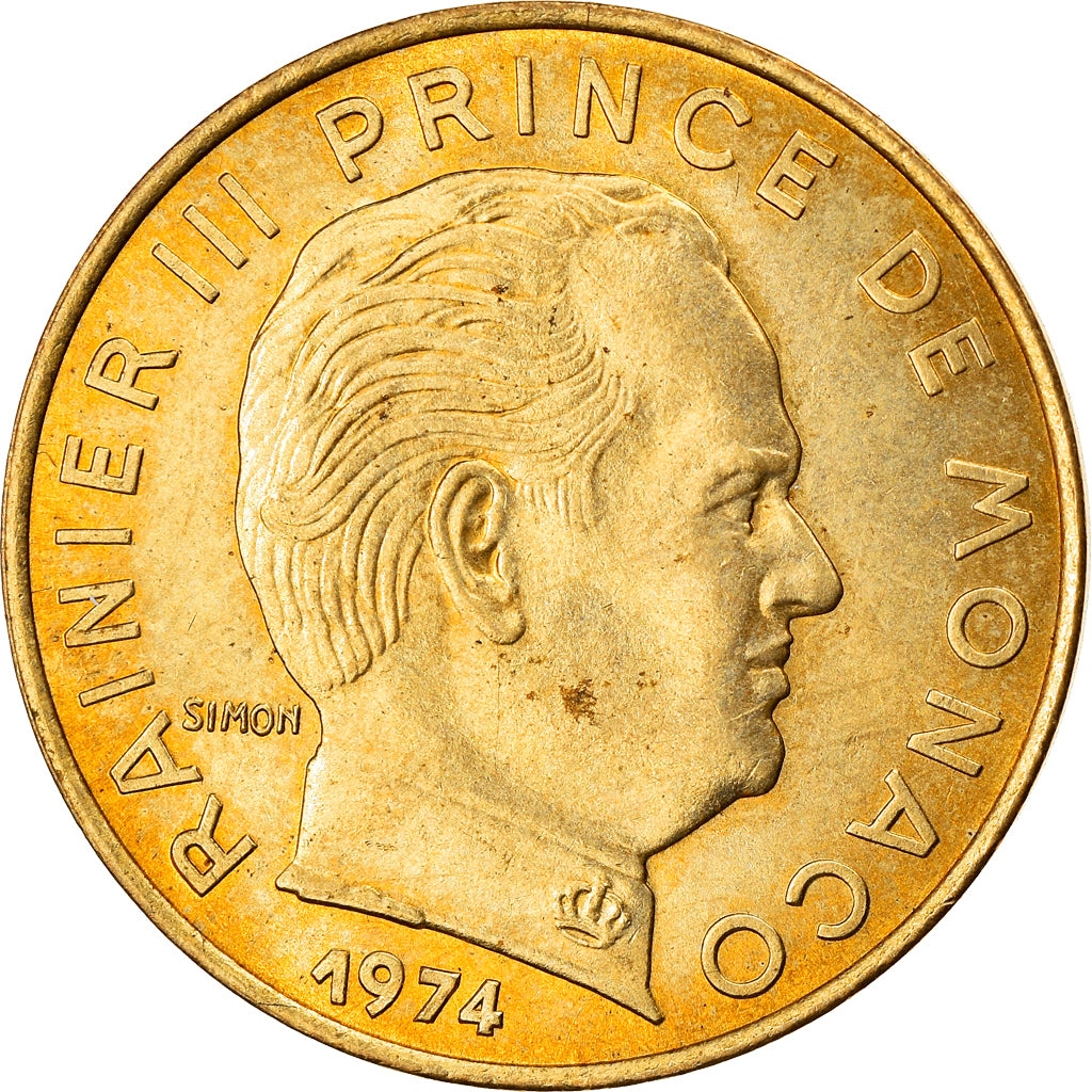 Coin, Monaco, Rainier III, 20 Centimes, 1974, AU(55-58), Aluminum-Bronze
