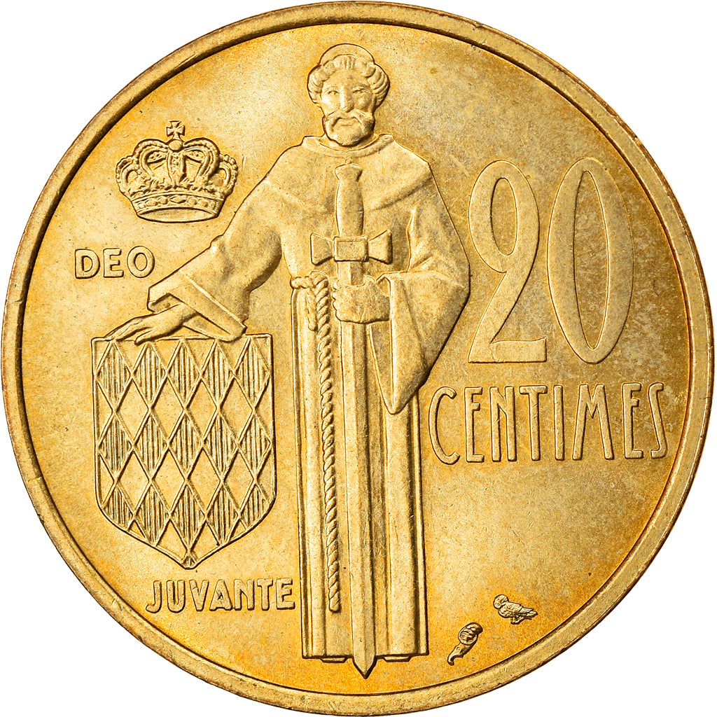 Coin, Monaco, Rainier III, 20 Centimes, 1974, AU(55-58), Aluminum-Bronze