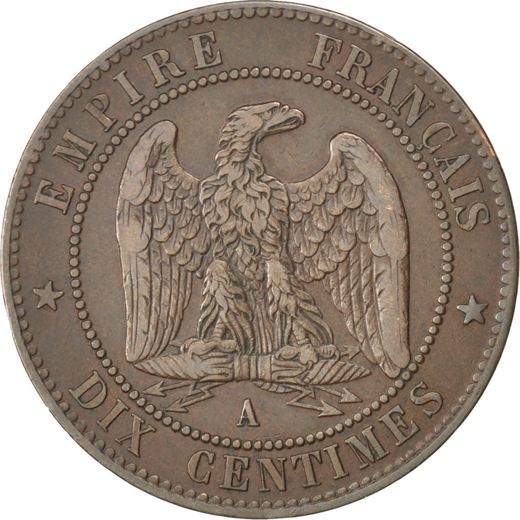 FRANCE, Napoléon III, 10 Centimes, 1854, Paris, KM #771.1, EF(40-45), Bronze, G.