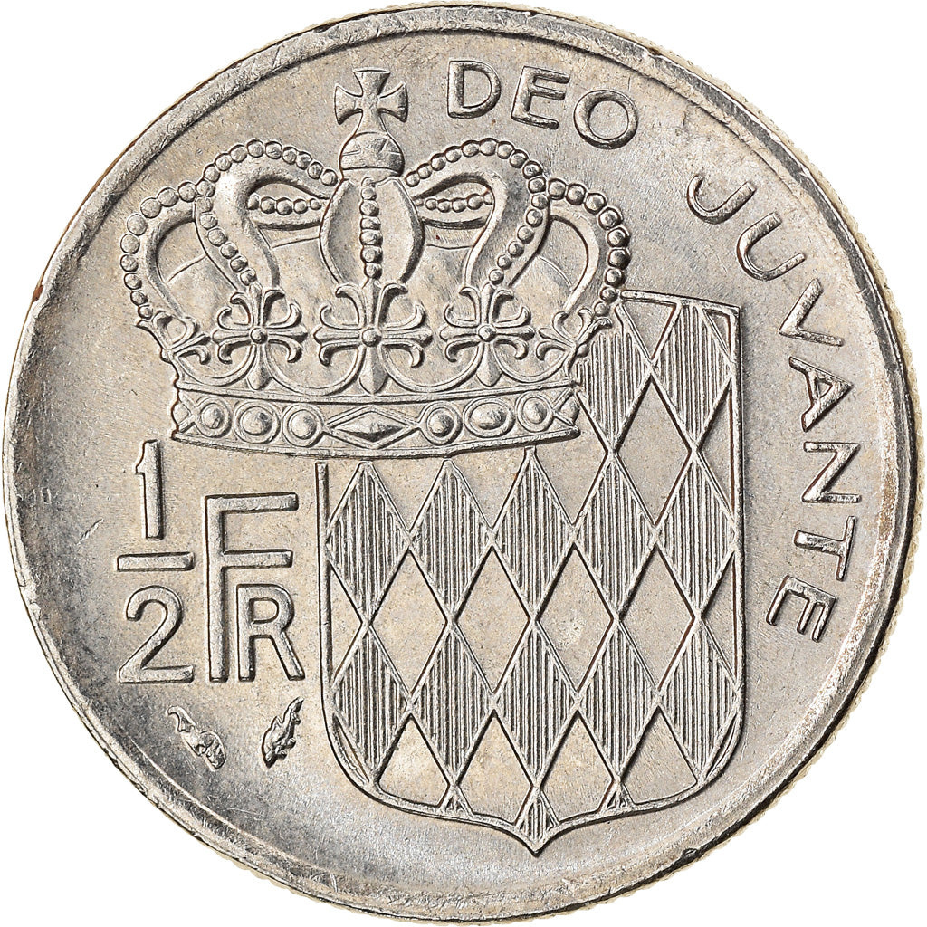 Coin, Monaco, Rainier III, 1/2 Franc, 1977, AU(55-58), Nickel, KM:145