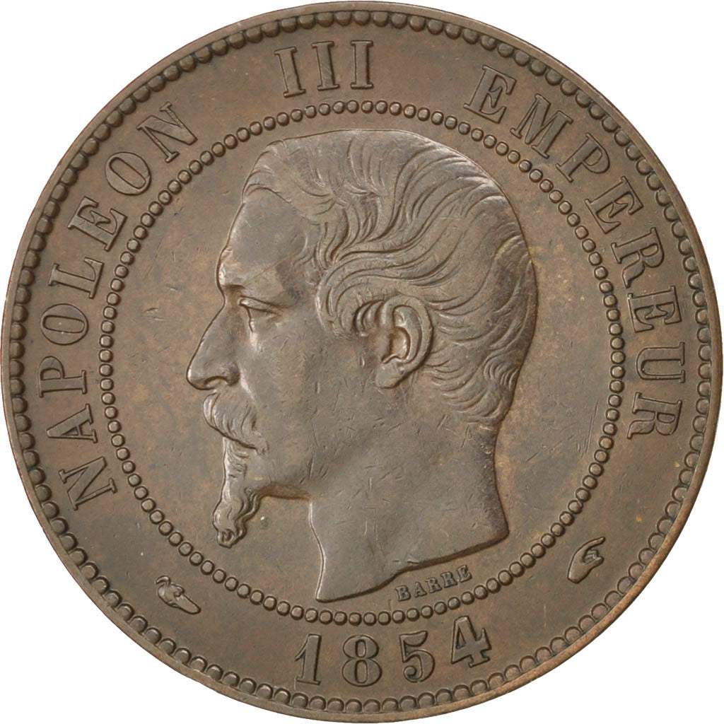 FRANCE, Napoléon III, 10 Centimes, 1854, Paris, KM #771.1, EF(40-45), Bronze, G.